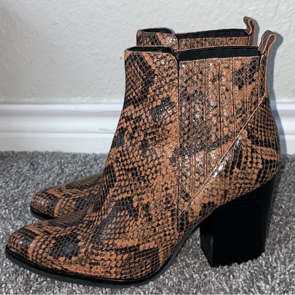 Marc Fisher Ltd Snake Print Pointy Toe Boot - image 1